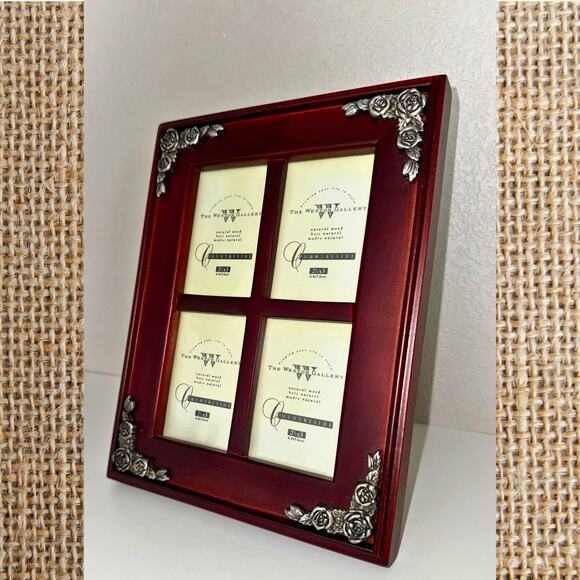 The Weston Gallery 4-Opening Wood Picture Frame – Cherry Finish with Metal Roses - Picture 3 of 8